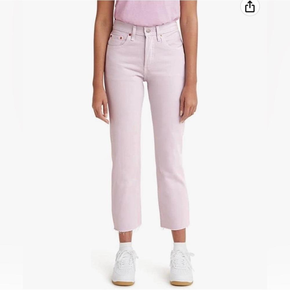 NWT Levi’s 501 Cropped Jeans 30x26 Light Purple Straight Leg Pastel Festival